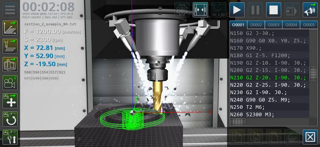 CNC Milling Simulator Pro 3-axis toolpath view